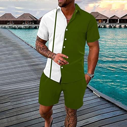 2 парчиња облека Облеки за мажи голема и висока тропска хавајска кошула и кратки комплети цветни облеки на летни плажа на Хаваи
