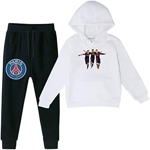 Ateecp Kid Boy Boy Messi Fleece Pullover Sweatshirt and Sport Pantans-2 Piece Winter News Branksuit Sett