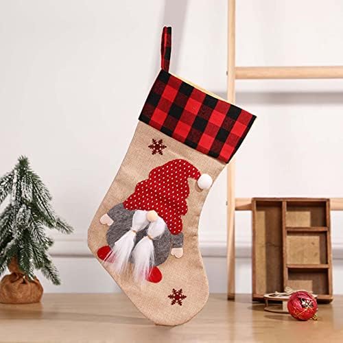 Божиќна Венец Надворешен Рефус Божиќно Порибување Класични Големи Чорапи Безличен Лик За Кукли За Семејни Празници Божиќни Украси За Забави