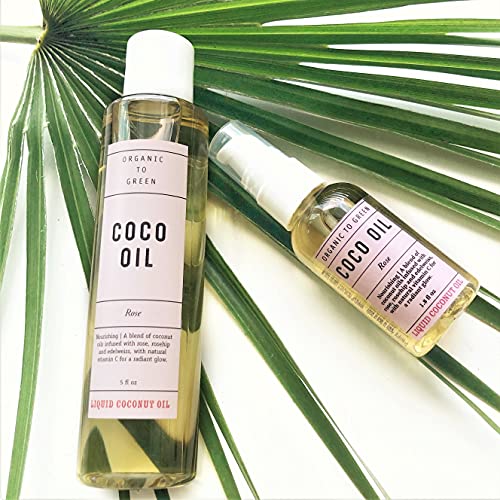Органско до зелено масло од коко | Течно кокосово масло нанесено со есенцијални масла | Отстранувач на шминка, масло за чистење и навлажнувач
