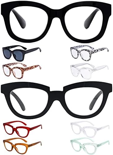 Очила Заштедете 10% на 5 Пакувања Жени Ретро Преголеми Очила за Читање и 5 Пакувања Полумесечина читатели +2.25