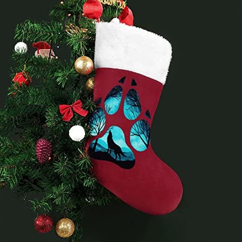 PAW Galaxy Night Wolf Christmas Christman Stocking Chods Chods Print Xmas Tree Camply Decorations