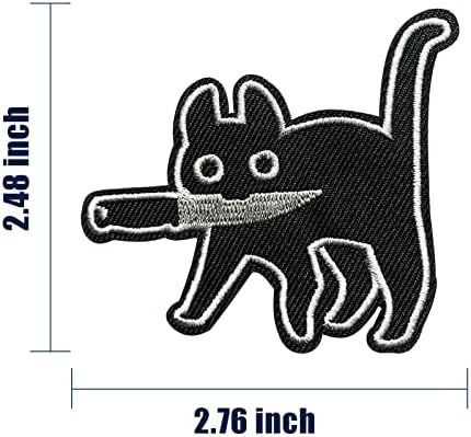 Википедија Железо На Везени Лепенка, Мачка Со Нож-Се Применува На Значка Железо На Шие На Амблем Лепенка DIY Додатоци Совршен