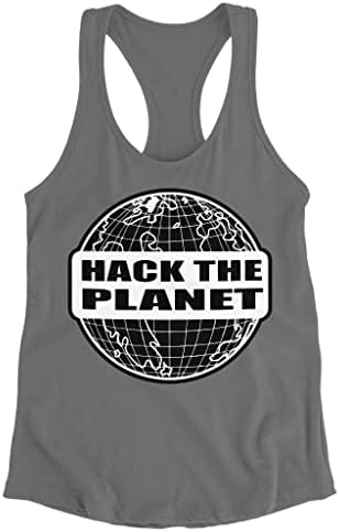 Хак резервоарот за планетата Racerback - Смешен ИТ резервоар - резервоар за тренингот на хакер