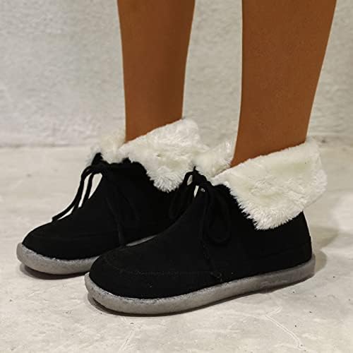 Womenенски модни чизми црни гроздобер зимски чизми на глуждот топли удобни ретро борбени чизми чевли со ниски потпетици пад чизми