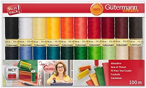 Gutermann 734610-1 Thread Set Sew-All 100 m x 20 ролни, разнобојни