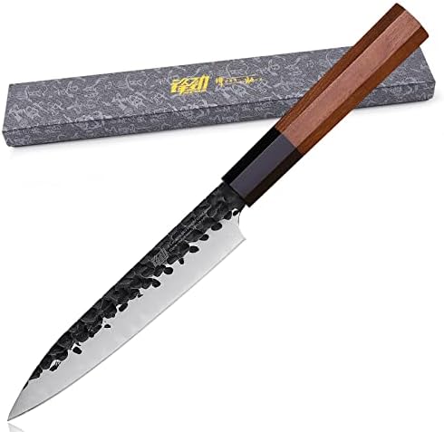 Пронајди серија на династија јапонски нож Киритсуке, повеќенаменски нож Гјуто готвач, 9CR18MOV сечило со јаглероден челик,
