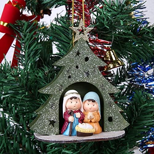 Поради Рождество за Божиќна фигура на Мини Семејство во затворен простор со дрвена за виси или приказ на украси на мантил