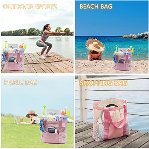 Торба за плажа на плажа, торба за тотари на плажа Росикварц, лесна водоотпорна вреќа за играчки на плажа, трајни торби за патувања за патувања