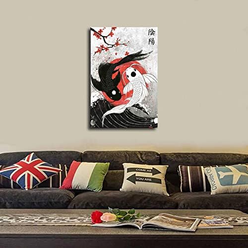 Јапонски кои риба јин јанг дома украс сликарство спална соба кујна уметност платно уметнички постер и естетика wallидна уметност
