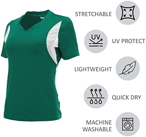 Activeенска активна облека сува атлетска влага за влага V маици за вратот за жени-маица за тренингот 1 и 2 пакет