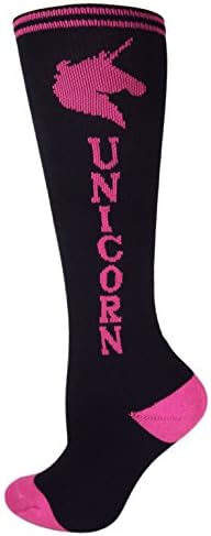 Мокси чорапи младински црно со розово еднорог! Фитнес чорапи високи колена