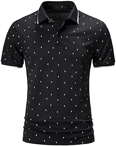Xxbr Поло кошули за мажи, машки спортови за слободно време на предната плочка копче лапел со кратки ракави маички тренингот голф маички