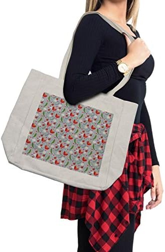 Амбесон-цветна торба за шопинг, романтичен пролетен концепт на природа со лалиња од лавчиња од лавчиња од гудачки ливчиња и бубамари,