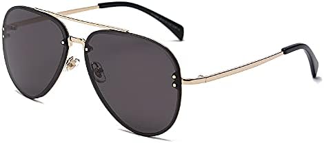 Очила за сонце на Sutajio 17 Aviator за жени мажи со полу-безмилосна метална рамка, УВ 400 Заштита со додатоци за подароци/Случај