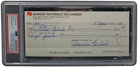 Морис Ричард Ја Потпиша Личната Банкарска Проверка на Монтреал канадиен 66 Пса/Днк - Нхл Намалување На Потписите