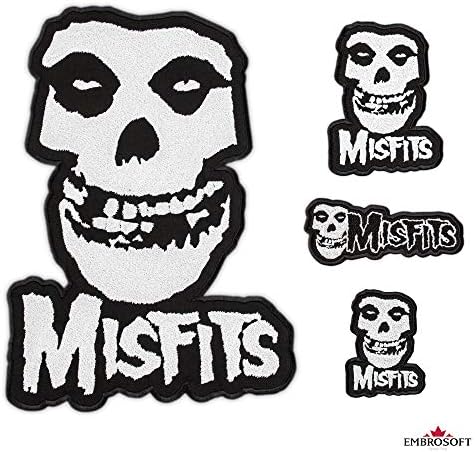 Патчето на Misfits - Везено црвено дух череп - закрпи за лого на панк -рок група