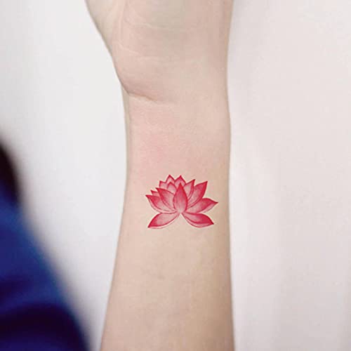 Jjkun 6 парчиња мали налепници за тетоважа на лотос водоотпорна женска долготрајна клавикула рака мала свежа и убава боја лотос