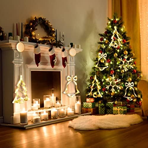 Famkcy ентериер Божиќни декоративни светла, декоративни лустери на starвезди, sунали од снегулка на новогодишна елка - за роденден