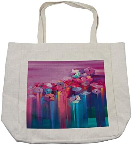 Торба за шопинг на Амбесон Гербер Дејзи, печатење со масло за сликање со апстрактни живописни цветни ливчиња, еколошка торба за еднократна употреба