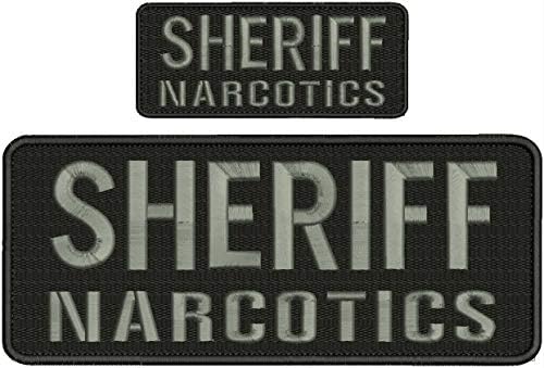Шериф наркотици за вез, лепенка 4x10 и 2x5 инчи кука сиви букви