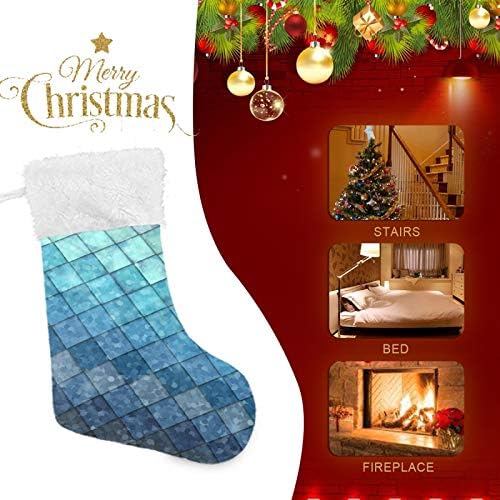 Алаза Божиќни чорапи сирена скала Класичен персонализирани големи декорации за порибување за семејни сезонски празници Декор 1 пакет,