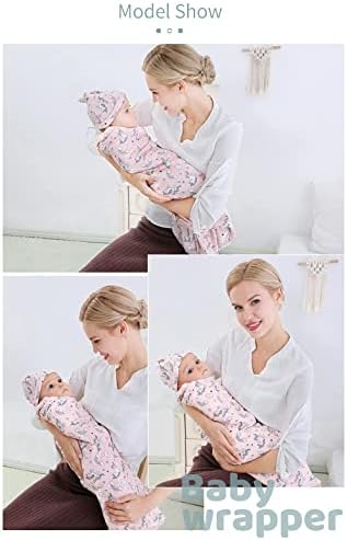 Изоларно новороденче примано ќебе со капачиња за бебиња за момчиња унисекс, памучна завиткана обвивка за новороденчиња, голема 36,2 ''
