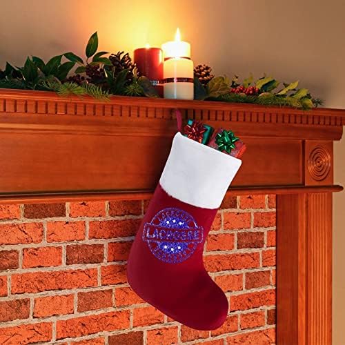 Печат на лакрос заптивка црвена Божиќна празничка чорапи дома украси за Божиќно дрво камин што виси чорапи
