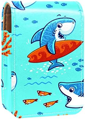 Симпатична И Смешна Торбичка За Кармин Од Цртани Ајкули Со Држач За Кармин За Огледало За Мини Козметичка Торба За Чанта