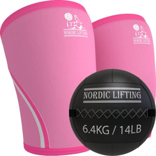 Нордински кревање на коленото ракави големи - розов пакет со wallидна топка 14 lb