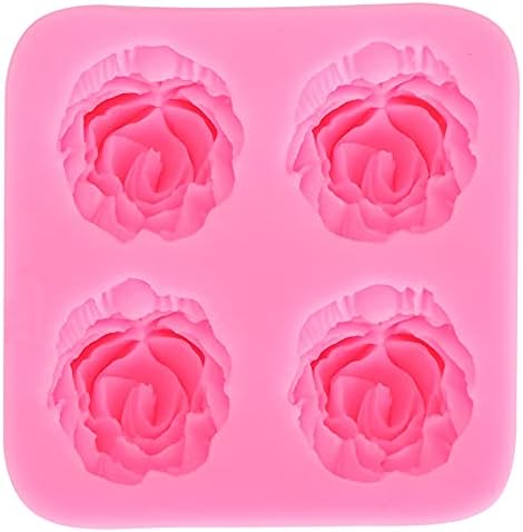 Силиконски калап, розова розова цветна форма на смола од смола за декорација на торта за еднократно занаетчиство за занаети за DIY за печење