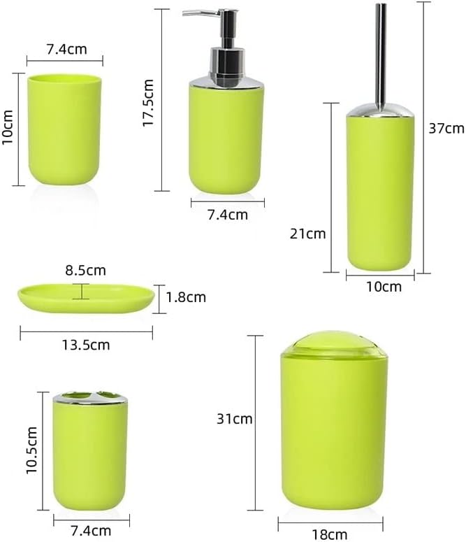 SSLFQND 6PCS додатоци за бања Поставете држач за четки за заби чаша сапун за диспензерот сад тоалет за четка за четки за пластична алатка