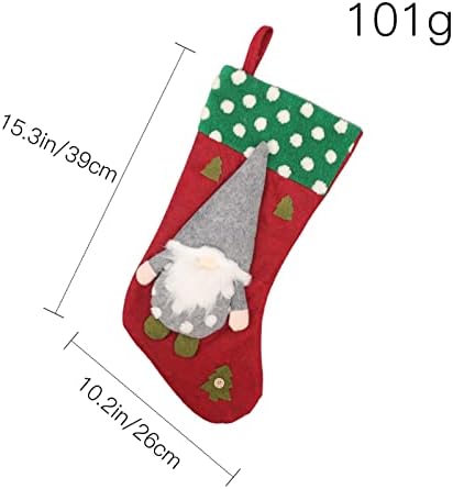 10.2 * 15,3 инчи три бои декорација на бела точка, голем безличен старец Божиќни чорапи осветлени лакови надвор