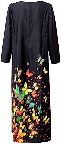 Nokmopo есенски фустани женски обичен врат со врат со долги ракави, фустан со долг фустан плетени мини фустани