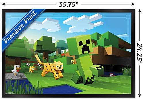 Trends International Minecraft Ocelot Chase Wall poster 22.375 x 34, црна врамена верзија