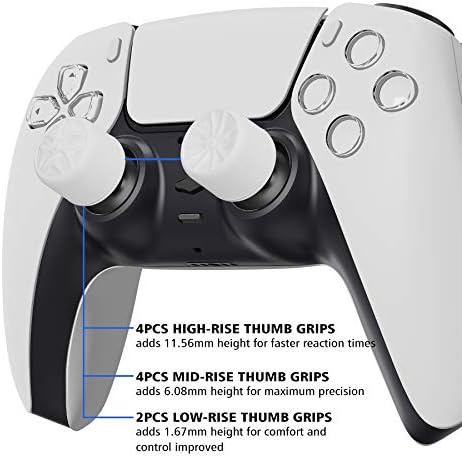 PlayVital Бели ергономски аналогни капчиња за џојстик за Xbox Series X/S, Xbox One, Xbox One X/S, за PS5 за PS4, Switch Pro контролер