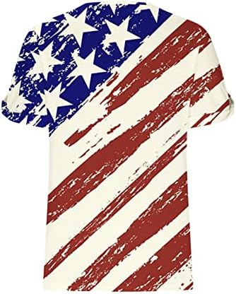 Маици За Жени Кошули Со Печатење Американско Знаме 4 јули Патриотски Врвови Кратки Ракави Исечени Ладни Блузи За Маици За Рамо
