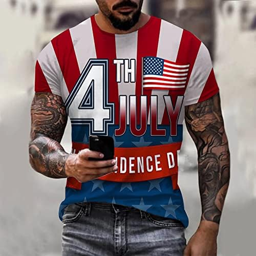 Руируилико Патриотски маици за мажи 4 -ти јули Америка знаме 2023 летни кратки ракави Опуштете се вклопени графички 3Д отпечатоци