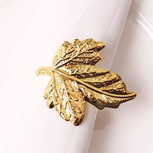N/A 12 парчиња злато позлатена јавор од лисја од салфетка хотел банкет салфетки прстени за украсување на табела за салфетка прстени за салфетка