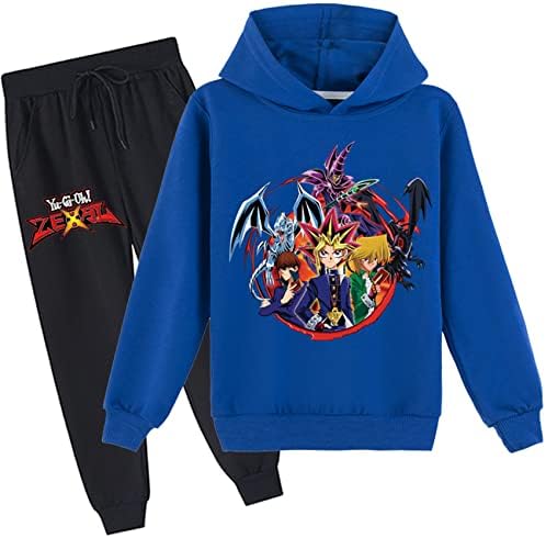Умкан Кид аниме Худи и панталони за џогирање поставени-yu-gi-oh графички долги ракави со џемпери со качулка