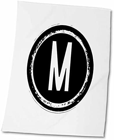 3DROSE буквата М монограм, црна буква m на бела позадина - крпи
