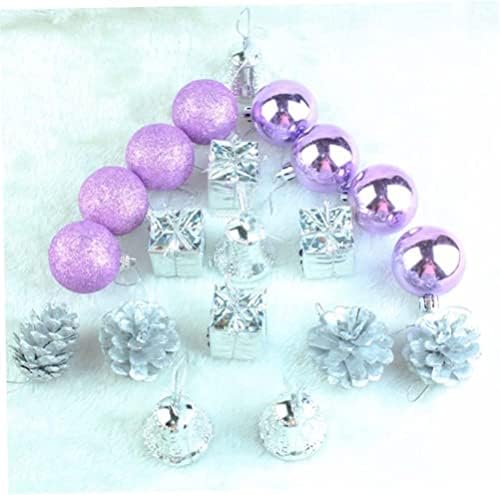 Божиќни висечки украси, украси за новогодишна елка, Божиќни топчиња,Комплет За Украсување Новогодишна Елка-8 Бели Сјајни Снегулки, Борови Шишарки,