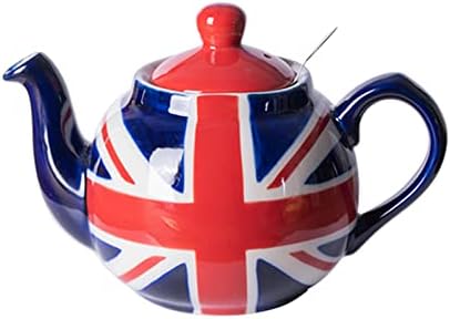 Лондон керамика чајник со инфузер, керамика, рачно насликан унија Jackек ограничено издание, 2 чаша