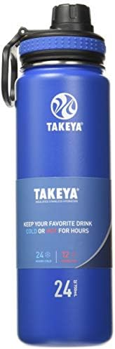 Takeya Originals вакуум изолирано шише со вода од не'рѓосувачки челик, 24 унца, морнарица и активистични капаци за слама за изолирано