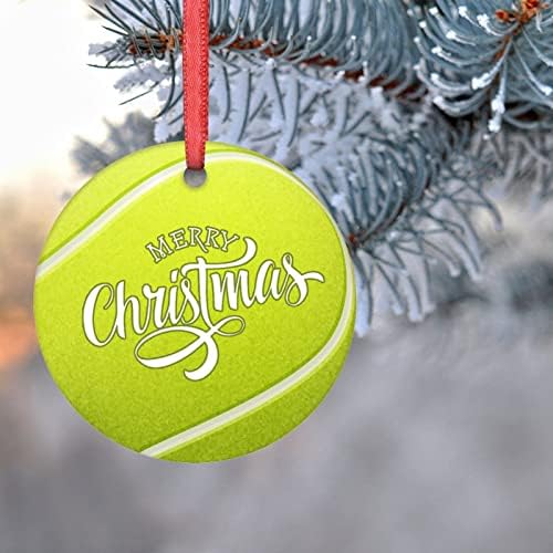 Божиќни украси за тенис, спортски Божиќни украси за andубител на тениски топка подарок керамички круг персонализирани божиќни украси 2022