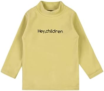 TTAO деца термички долна облека врвови со долги ракави маички есен зимски топло мета под подмачкување жолт тип Ц 5-6 години