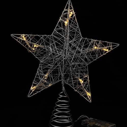 DOITOOL 1pc Новогодишна Елка Топпер Светлечка Ѕвезда Облик На Дрво Декор За Домашна Забава Божиќна Декорација Надворешен Декор