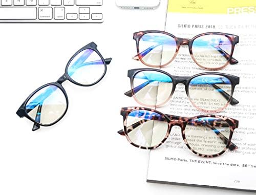 Сина Светлина Блокирање Очила Жени Мажи Компјутерски Очила 4 Пакет Без Зголемување Анти Отсјај Намалување На Видот&засилувач;Главоболка