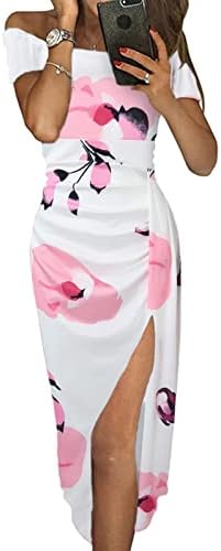 МИАШУИ Работа Обични Фустани Жени Мода Секси Едно Рамо Цвет Печатење Половината Торба Колк Пресече Фустан Летна Забава Фустан