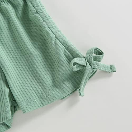 Детето бебе девојче летни облеки надвор од рамото култури со шорцеви поставени со торба за половината 3 парчиња облека за плетење